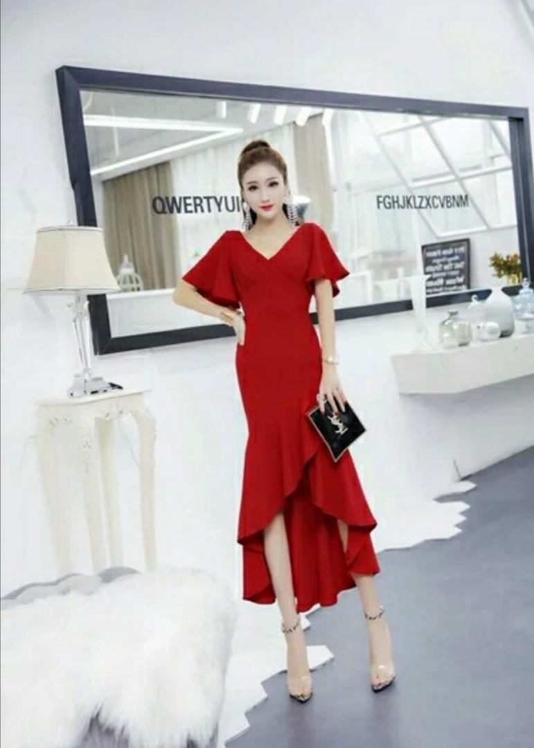 dinner dress red colour