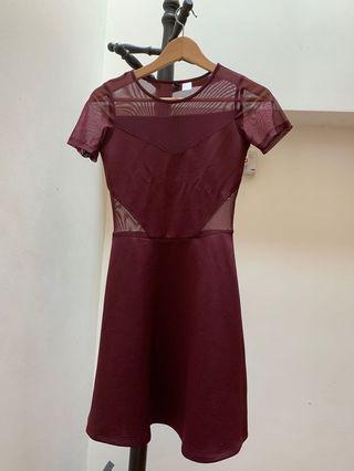 Maroon Cut-out skater Dress