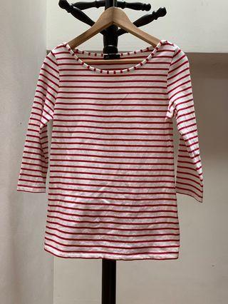 Red striped 3/4 sleeve top