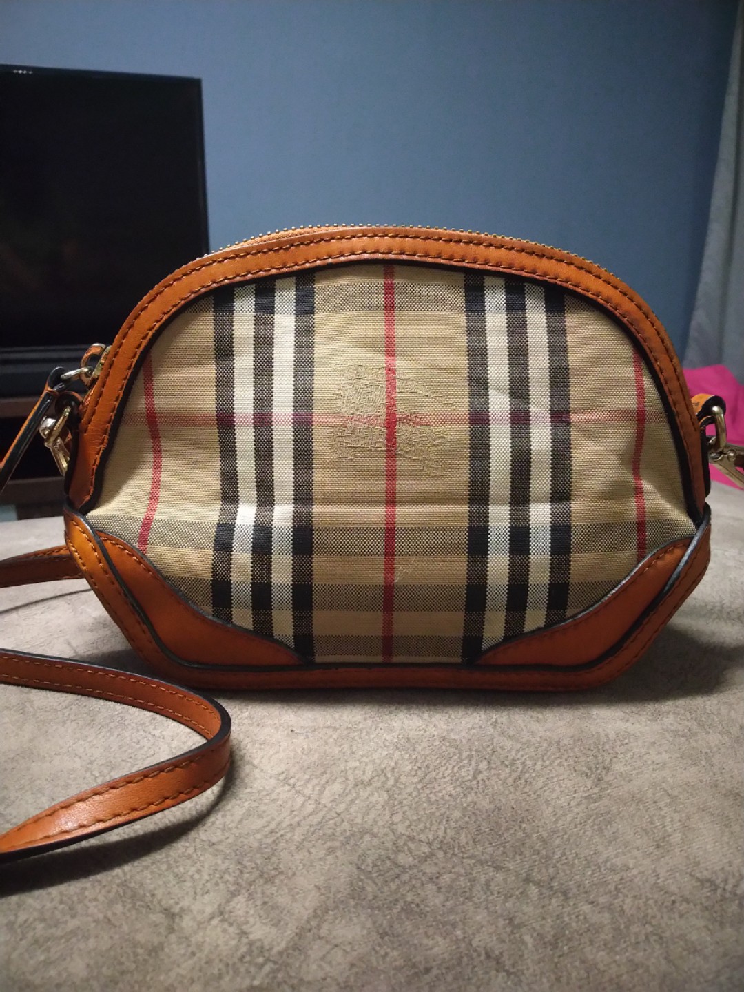 Authentic Burberry Haymarket Crossbody Bag, Luxury, Bags & Wallets on  Carousell
