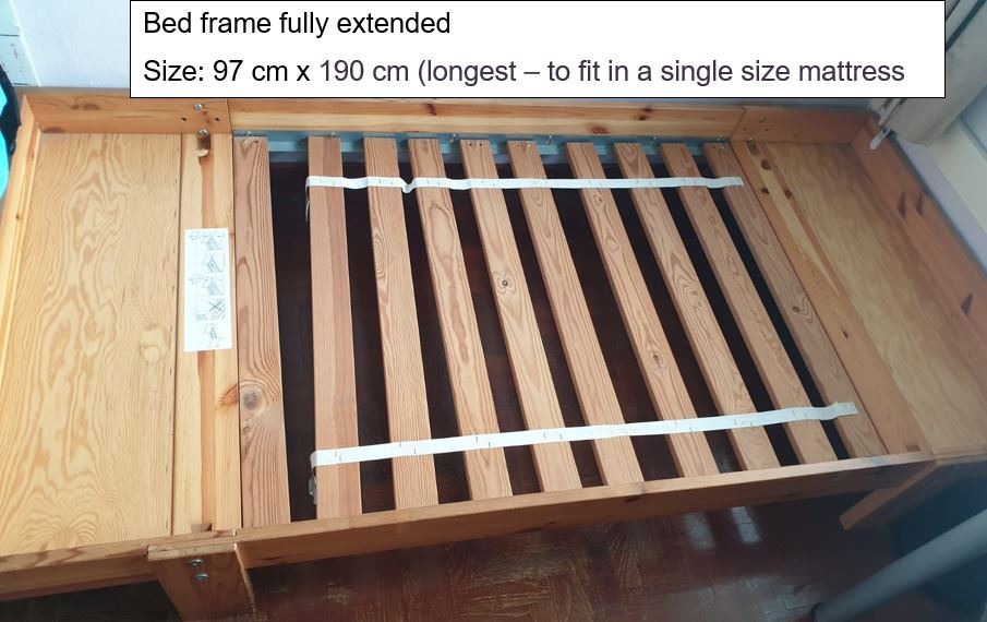 Ikea VIKARE Extendable Junior Bed Frame with Guard rail, Babies & Kids