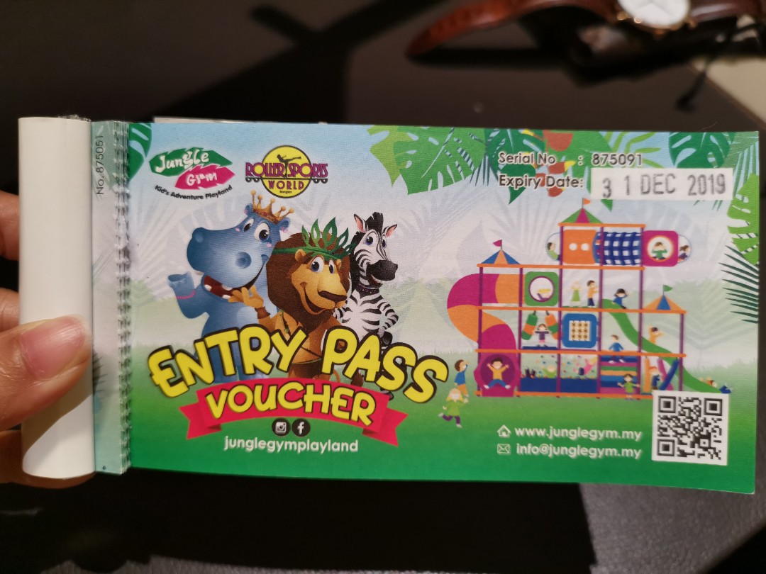 Jungle Gym Entry Pass Voucher, Hobbies & Toys, Toys & Games on Carousell