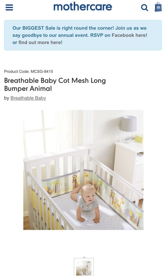 Mothercare breathable bumpers online