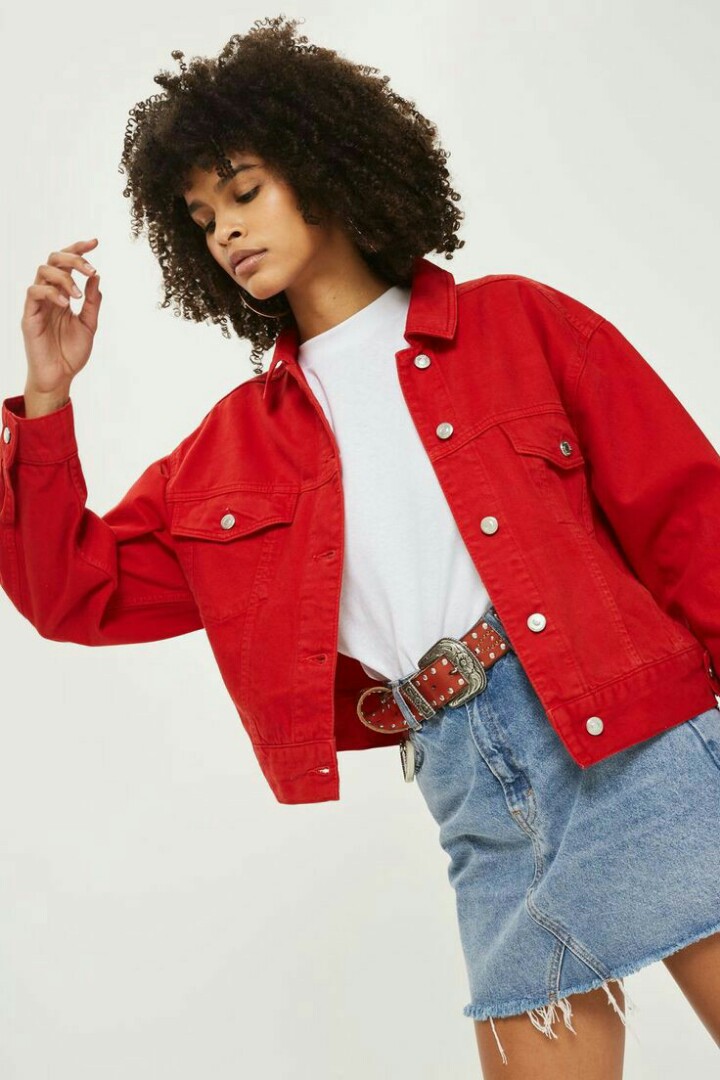 Red cheap jacket jeans