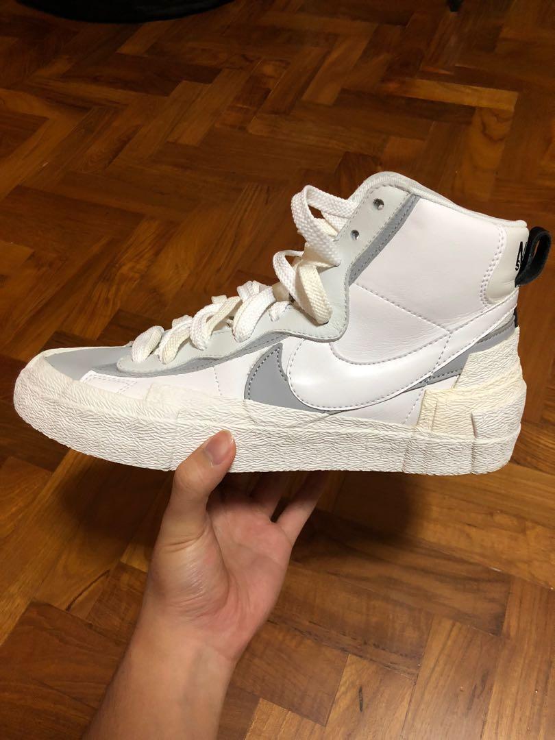 nike sacai blazer white grey