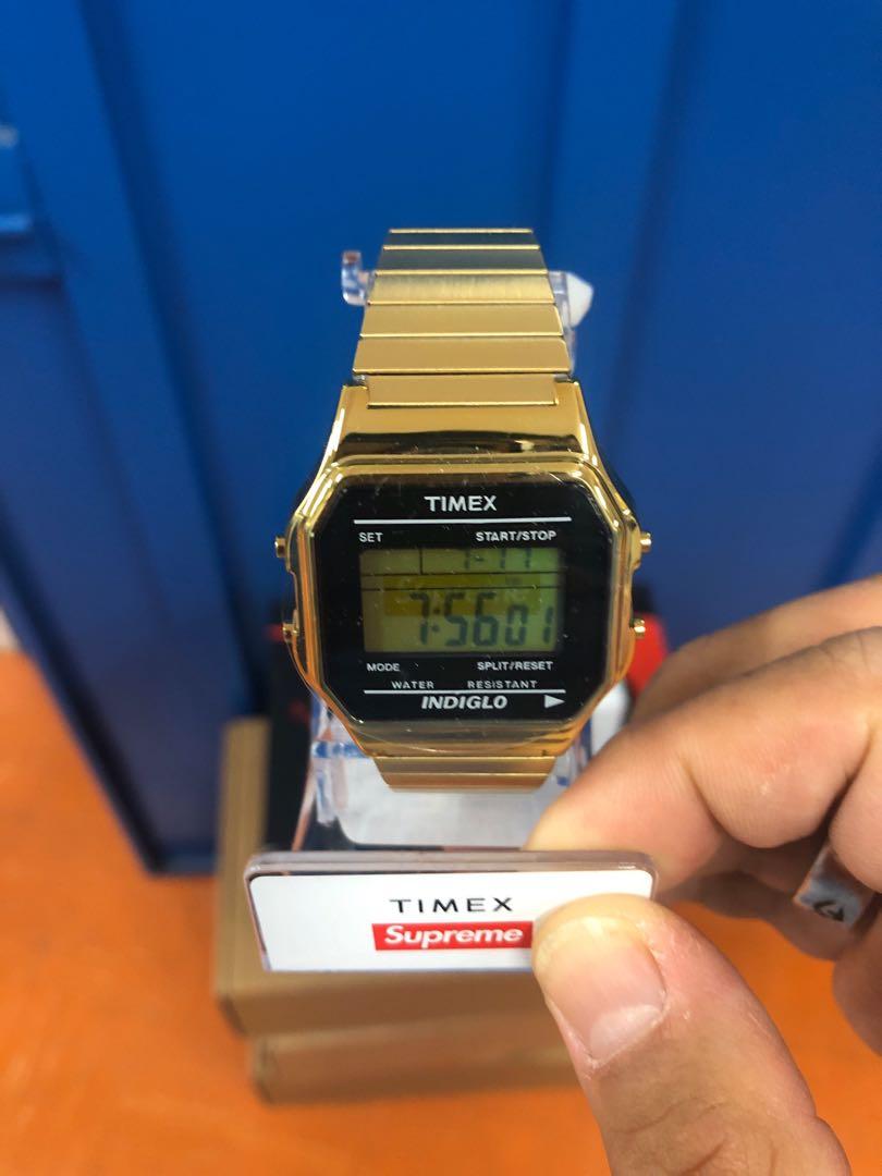 Supreme Timex digital Watch (Gold) 1 對, 男裝, 手錶及配件, 手錶