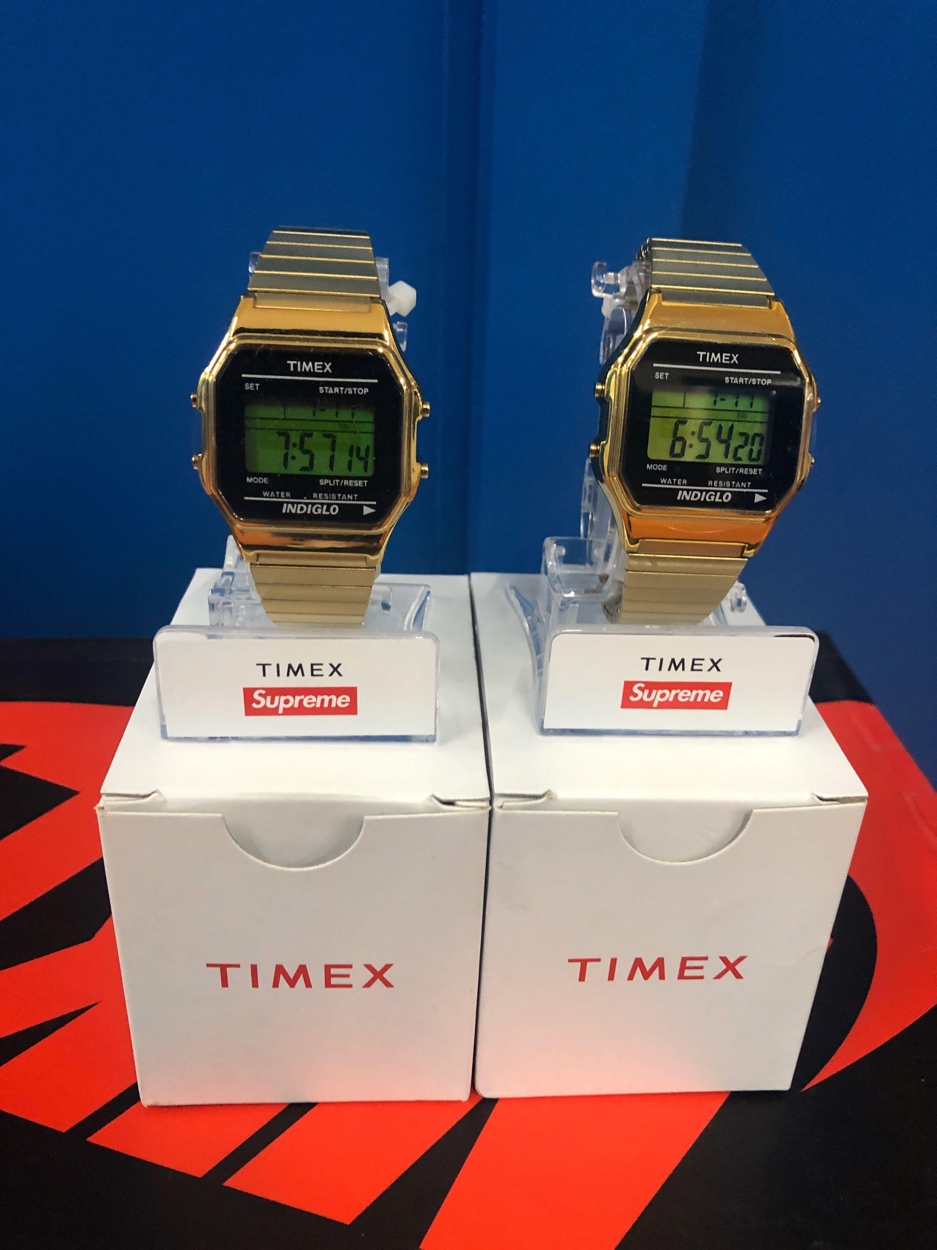 Supreme Timex digital Watch (Gold) 1 對, 男裝, 手錶及配件, 手錶