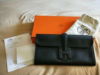 Hermes Classic Orange Jige Elan Clutch Bag 29cm NEW RARE