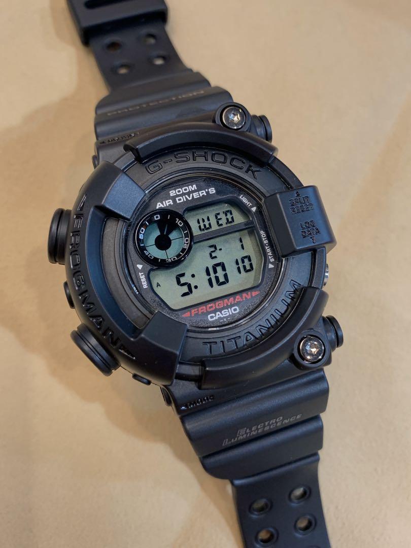 寄賣中古二手G-Shock Frogman DW-8200 MIB 換了DW8200BK錶帶錶殼蛙人全