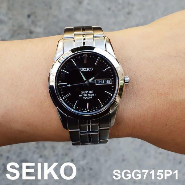 BNIB Seiko Sapphire SGG715 SGG715P1 SGG715P Black Dial Men's Watch, Mobile  Phones & Gadgets, Wearables & Smart Watches on Carousell