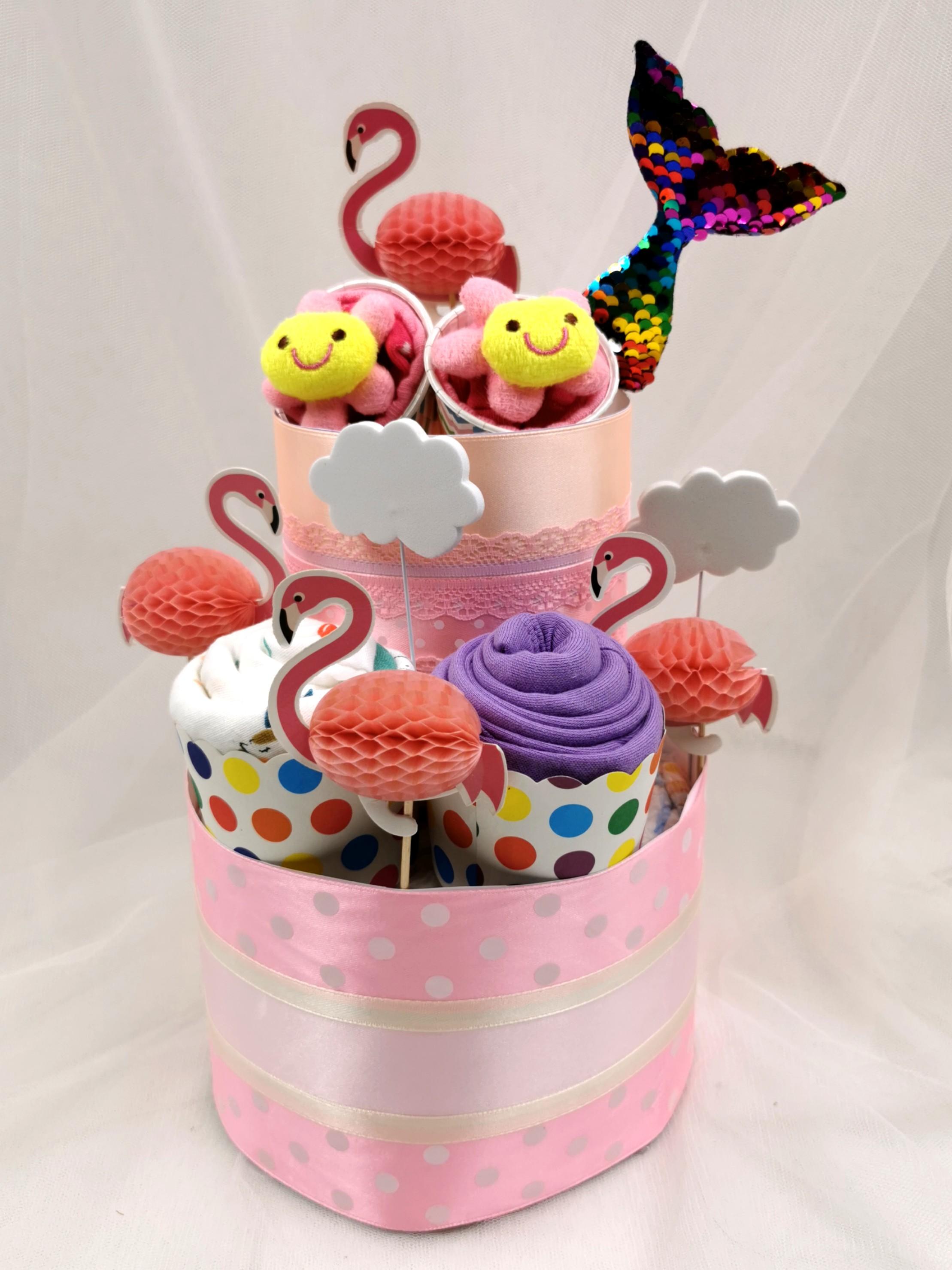 flamingo diaper cake