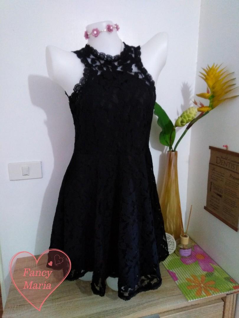 Formal Black Lace Halter Dress (Category: Dresses) located in Imus. Submitted by fancymaria (Listing ID 269907984, Image 1). Description: Selling this preloved black lace dress. Can be worn in formal and semi-formal events. Fits small to semi-medium frame. Can be checked out in Shopee. Search for Fancy Maria Online Shop or baby_la..