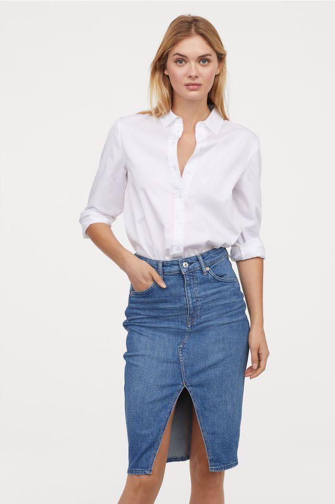 H M Denim Pencil Skirt Women s Fashion Bottoms Skirts on Carousell