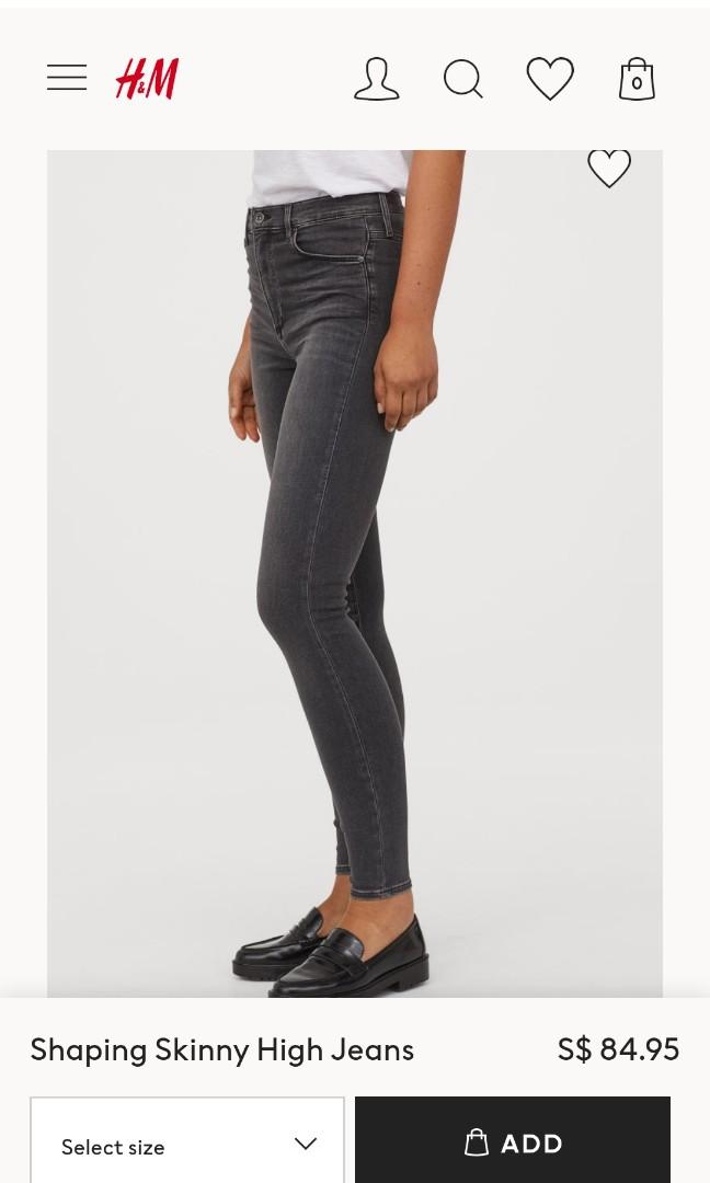 H\u0026m shaping denim grey high skinny jeans, Fesyen Wanita, Pakaian Wanita,  Bawahan di Carousell