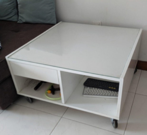Ikea Boksel Coffee Table With Storage And Glass Top Plate Furniture Shelves Drawers On Carousell
