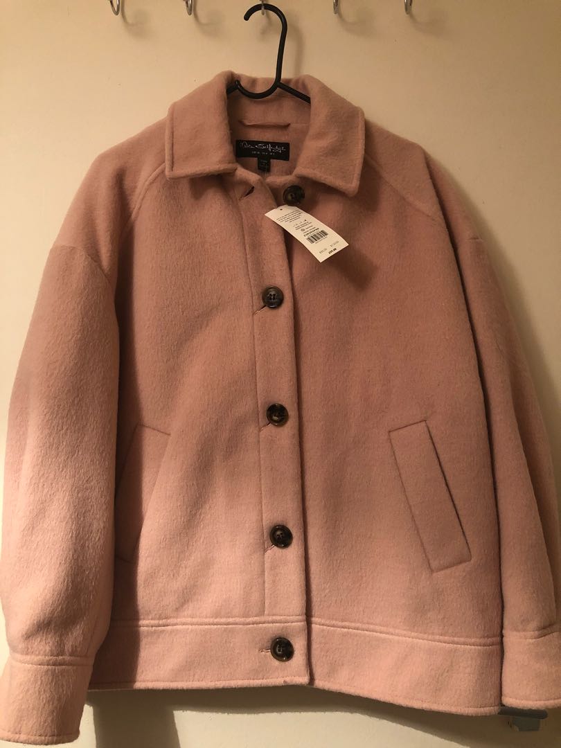 Light Pink Wool Oversized Coat, Women's Fashion, Coats, Jackets and Outerwear on Carousell