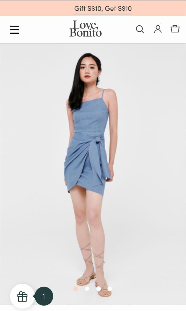 Love bonito Valeria Crossover Denim Dress, Women's Fashion, Tops,  Sleeveless on Carousell