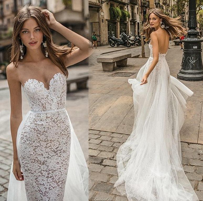 Pre order cream detachable sexy bodycon wedding bridal dress gown