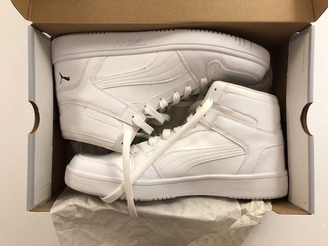 puma white high top shoes
