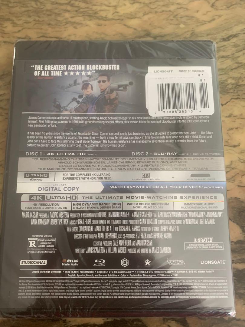 Terminator 2 Judgement Day (4K Ultra HD + Blu Ray + Digital), TV & Home ...