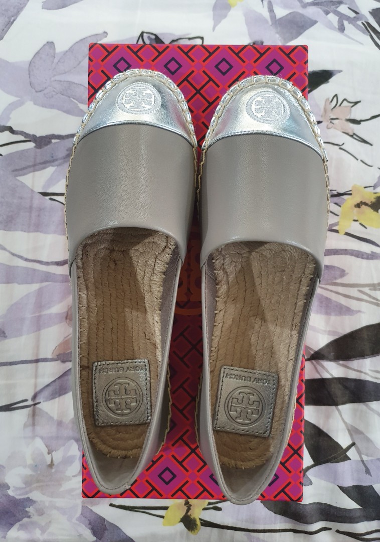 tory burch silver espadrilles