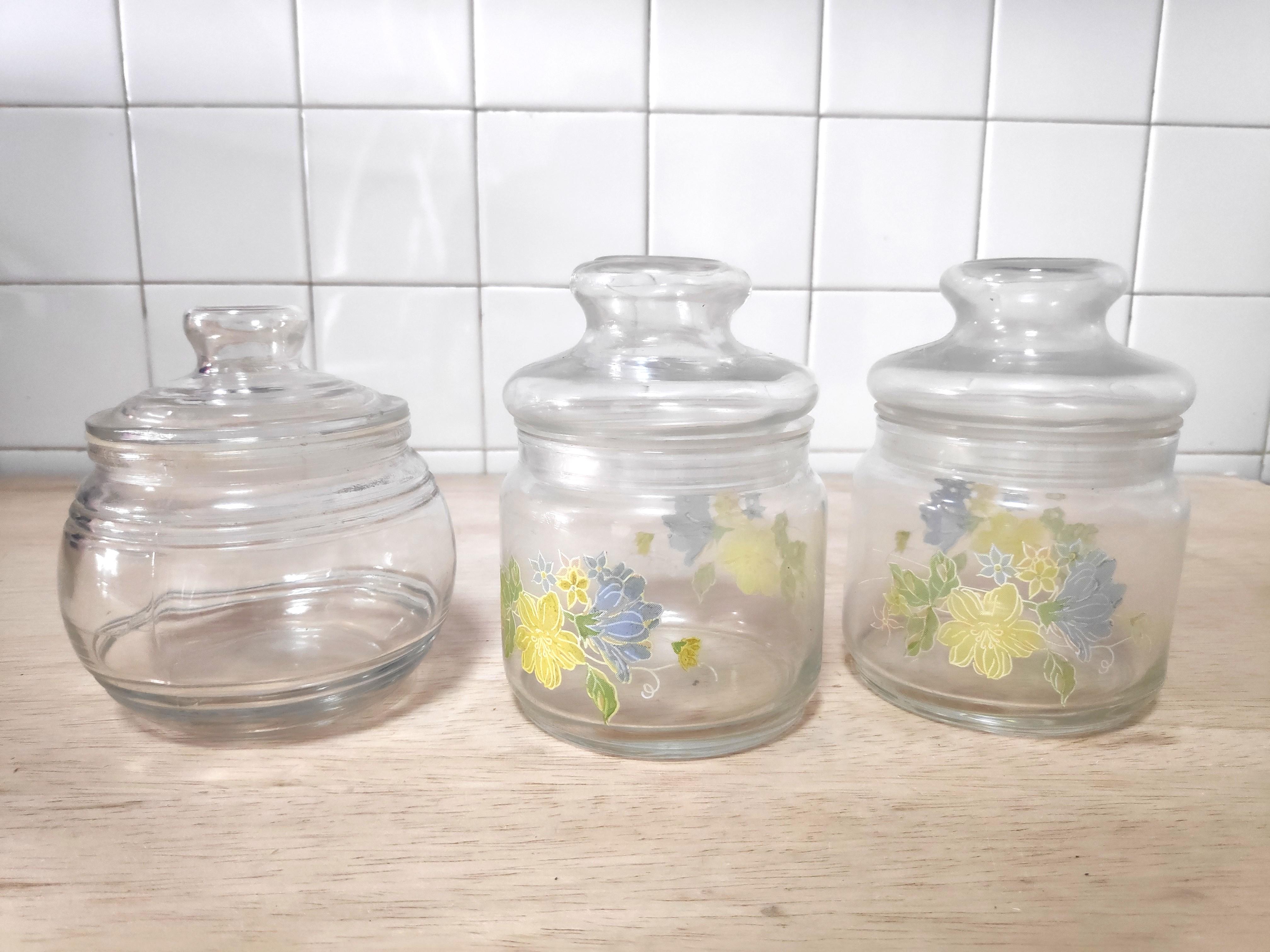 Vintage Glass Cookie Jars Home Appliances Kitchenware On Carousell A hint of turquoise colours this glass cookie jar, engraved with patterns reflecting on treats. carousell