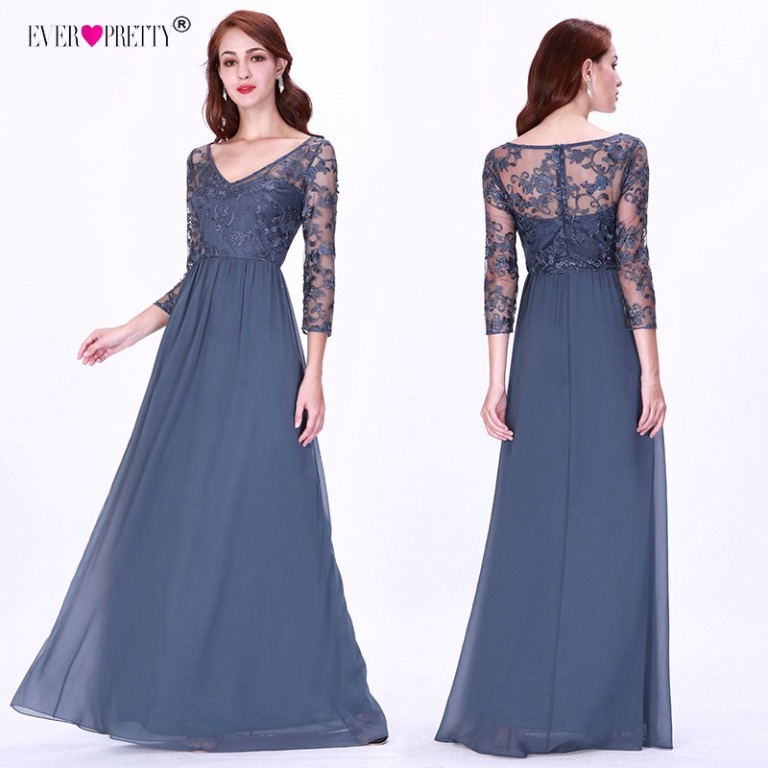 A-line V-neck Chiffon Ruched Floor-length Dress Sky Blue
