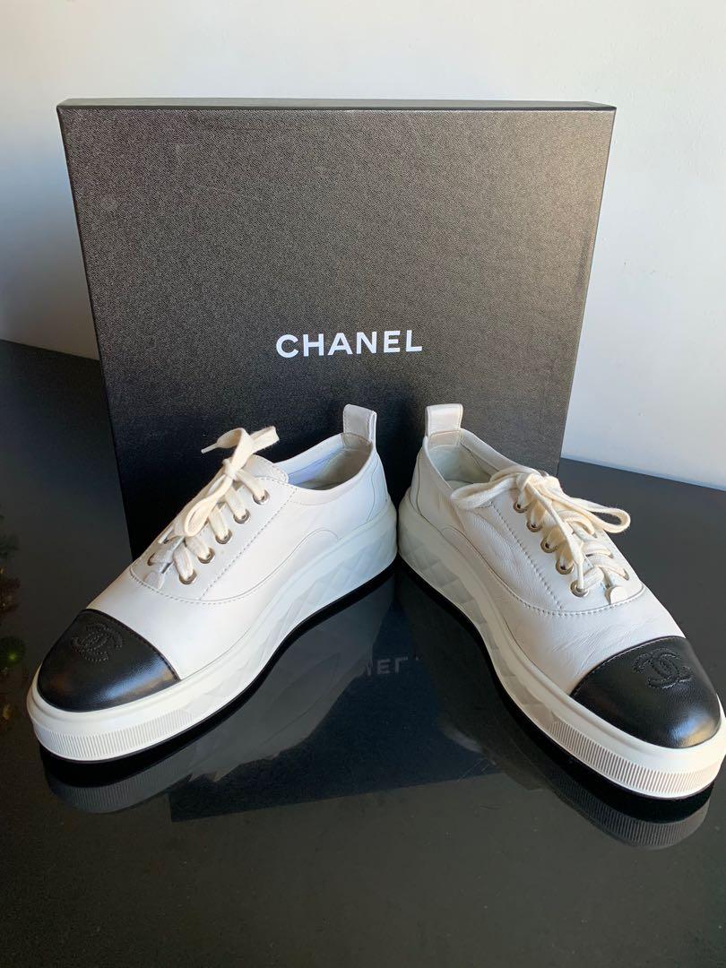 Authentic Chanel cap toe platform sneakers size 38, Women's Fashion, Footwear, Sneakers on