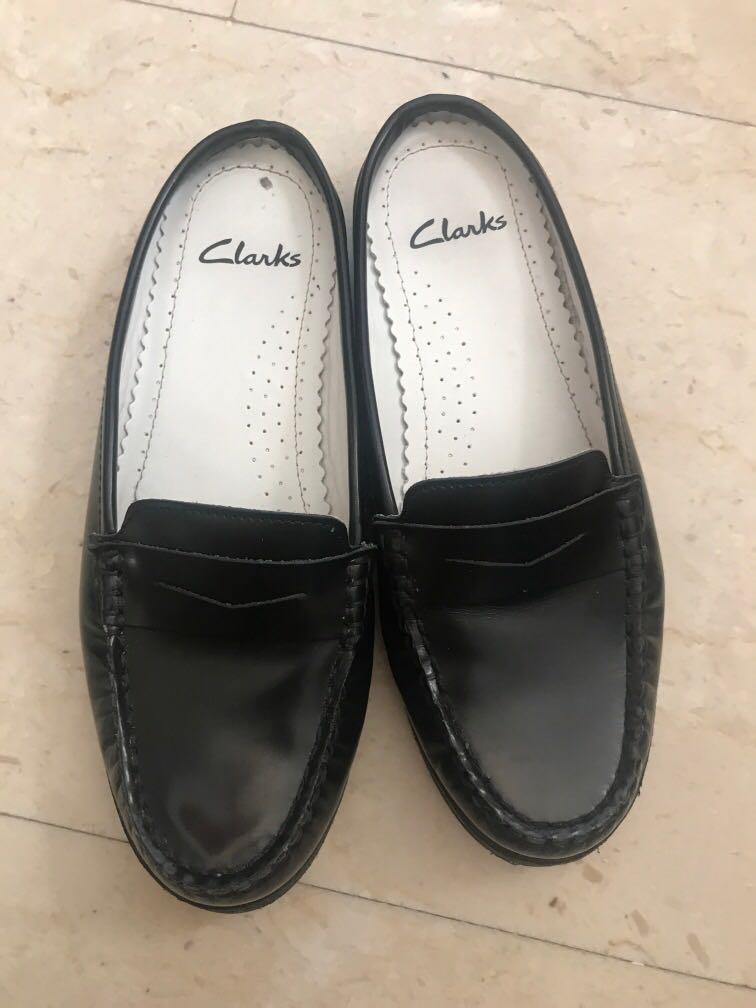 Clarks black loafers womens