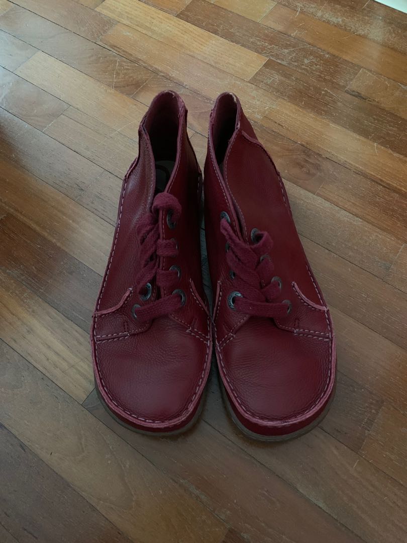 Clarks Red boots, Women's Fashion, Footwear, Boots on Carousell