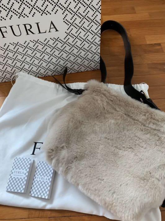 Furla Caos Grey Fur Bag