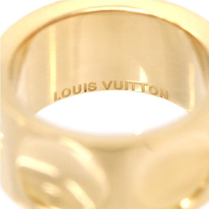 Louis Vuitton Berg Sylvania Wood Resin And Gold Logo Ring L Size 7.5 M65939