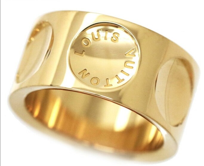 Polished LOUIS VUITTON Berg Empreinte LV Ring Yellow Gold Q9K96H BF562425