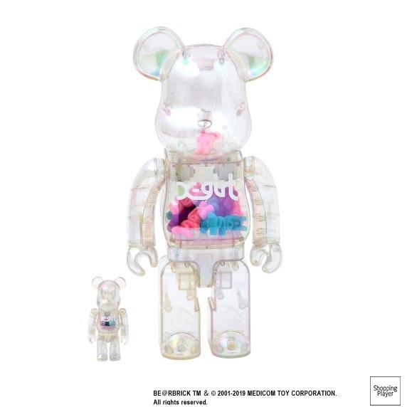 Medicom Toy Bearbrick BE@RBRICK X-girl 100% 400% Clear Ver Set 