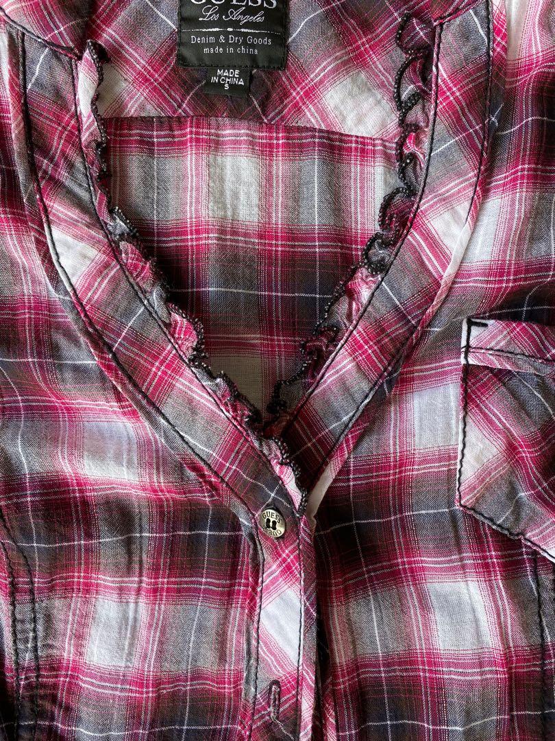 Pink Checkered Shirt, Women's Fashion, Tops, Other Tops on Carousell