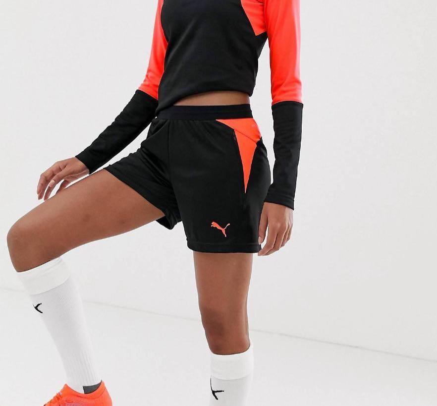 Red Blast Puma Football shorts in black 