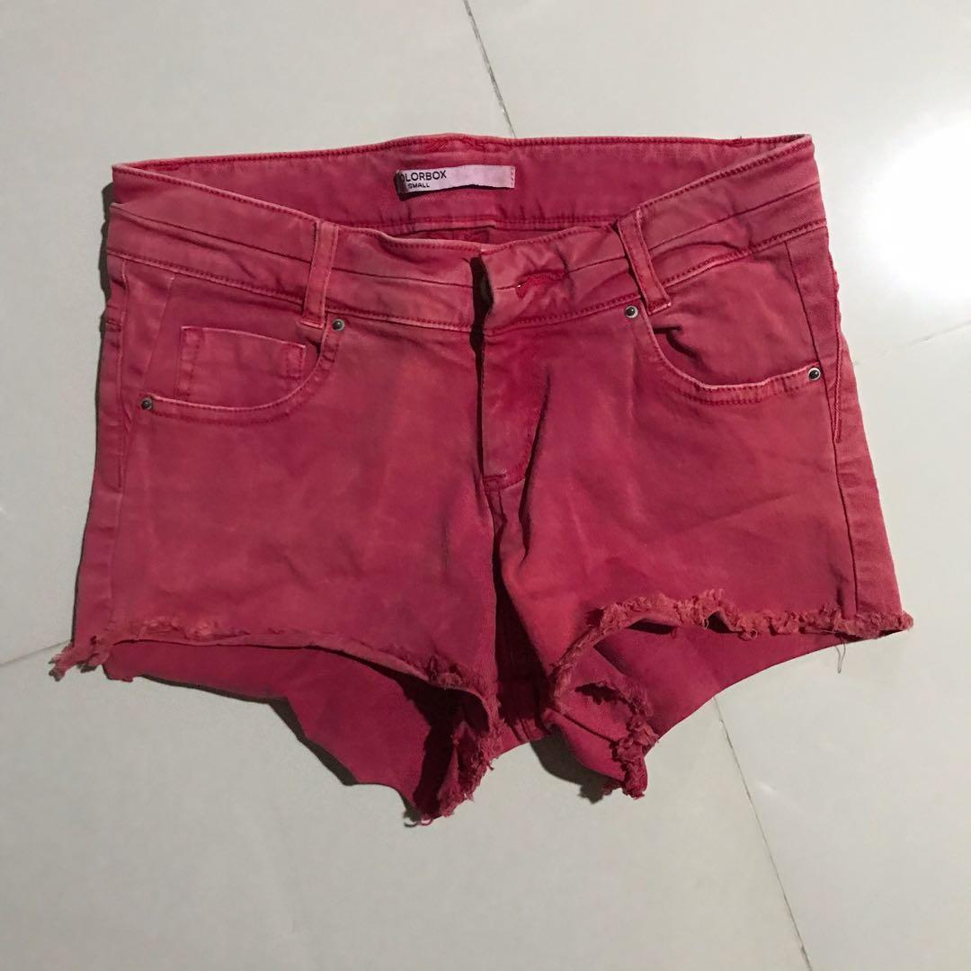 Red Hotpants awal2020, Fesyen Wanita, Pakaian Wanita, Bawahan di Carousell