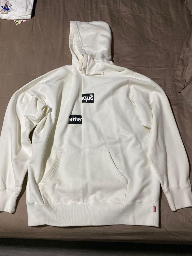 supreme cdg white hoodie
