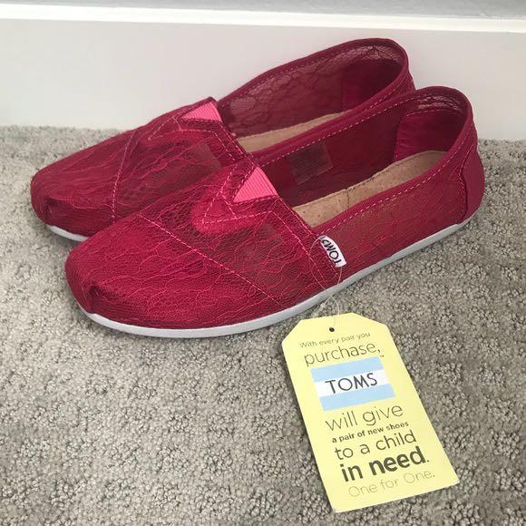 TOMS Red Classic Lace Slip-on, Women's 