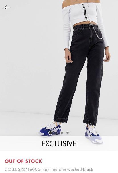 washed black mom jeans