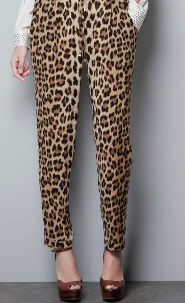 zara leopard print pants
