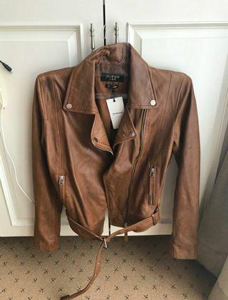 Leather Jacket/jaket kulit stradivarius coklat