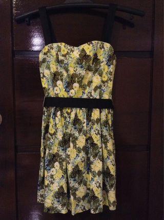 Just G Lime Yellow Floral Dress