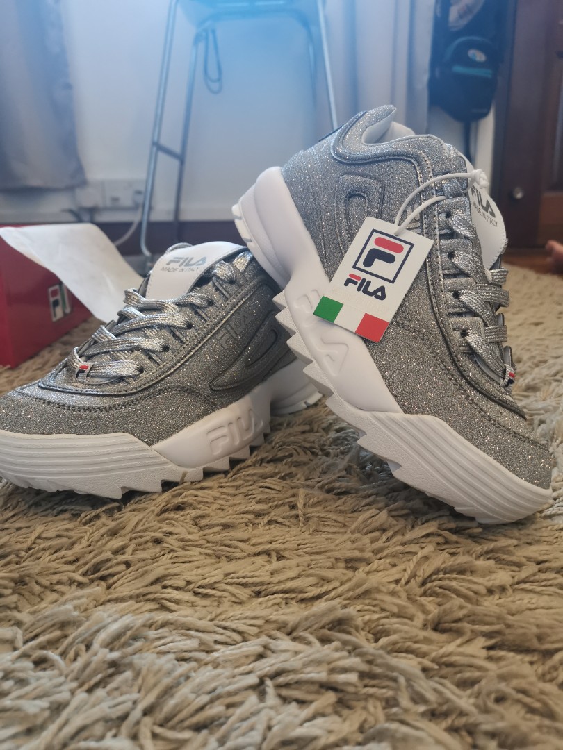 FILA DISRUPTOR 2 MADE IN ITALY limited etd silver colorway Women s Fashion Footwear Sneakers on Carousell