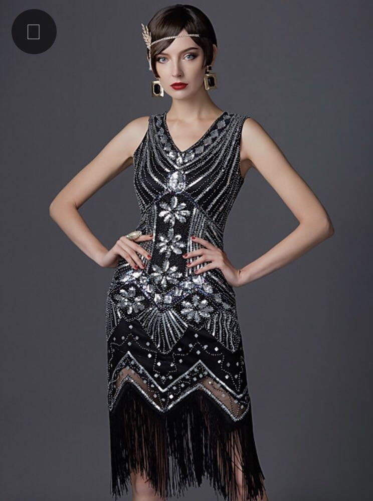Great Gatsby 1920's outfit rental with accessories, Women's Fashion, Dresses  & Sets, Evening dresses & gowns on Carousell