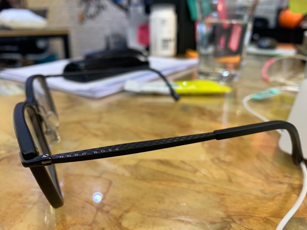 HUGO BOSS Carbon Fibre Spectacles Frame (Matte Black), Luxury