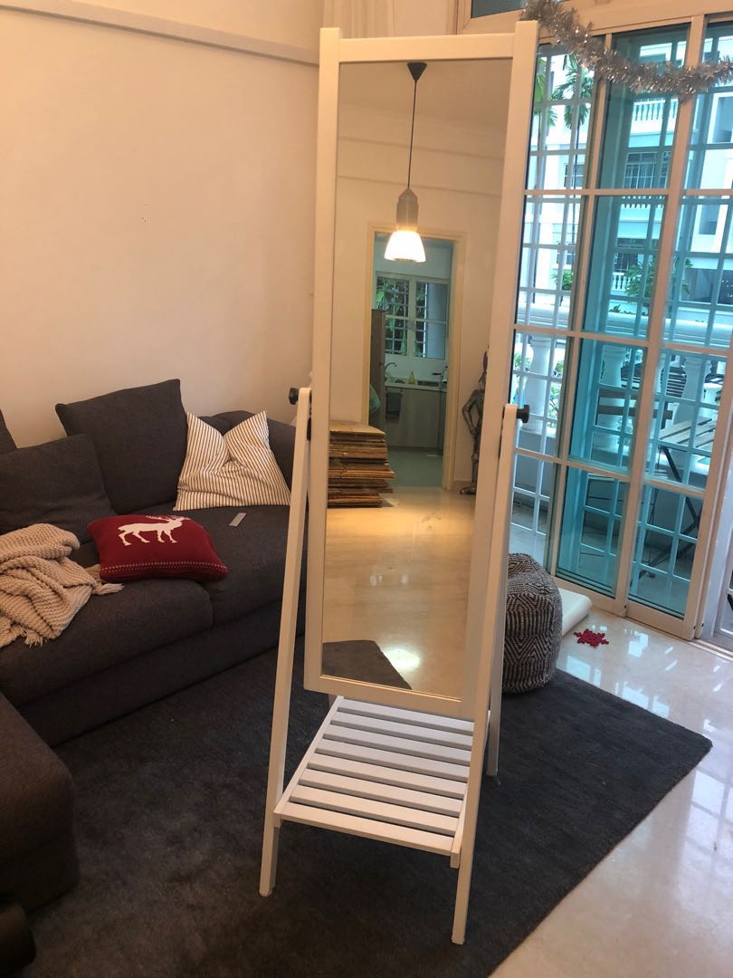 IKEA White free standing mirror full body, Furniture & Home Living