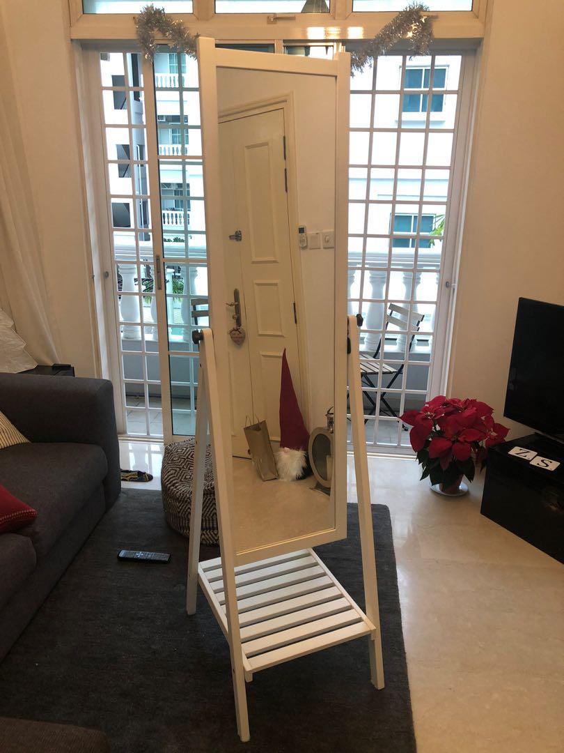 IKEA White free standing mirror full body, Furniture & Home Living