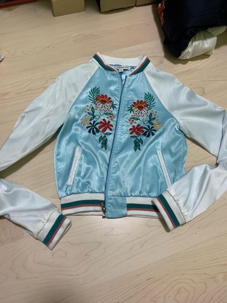 light blue satin jacket