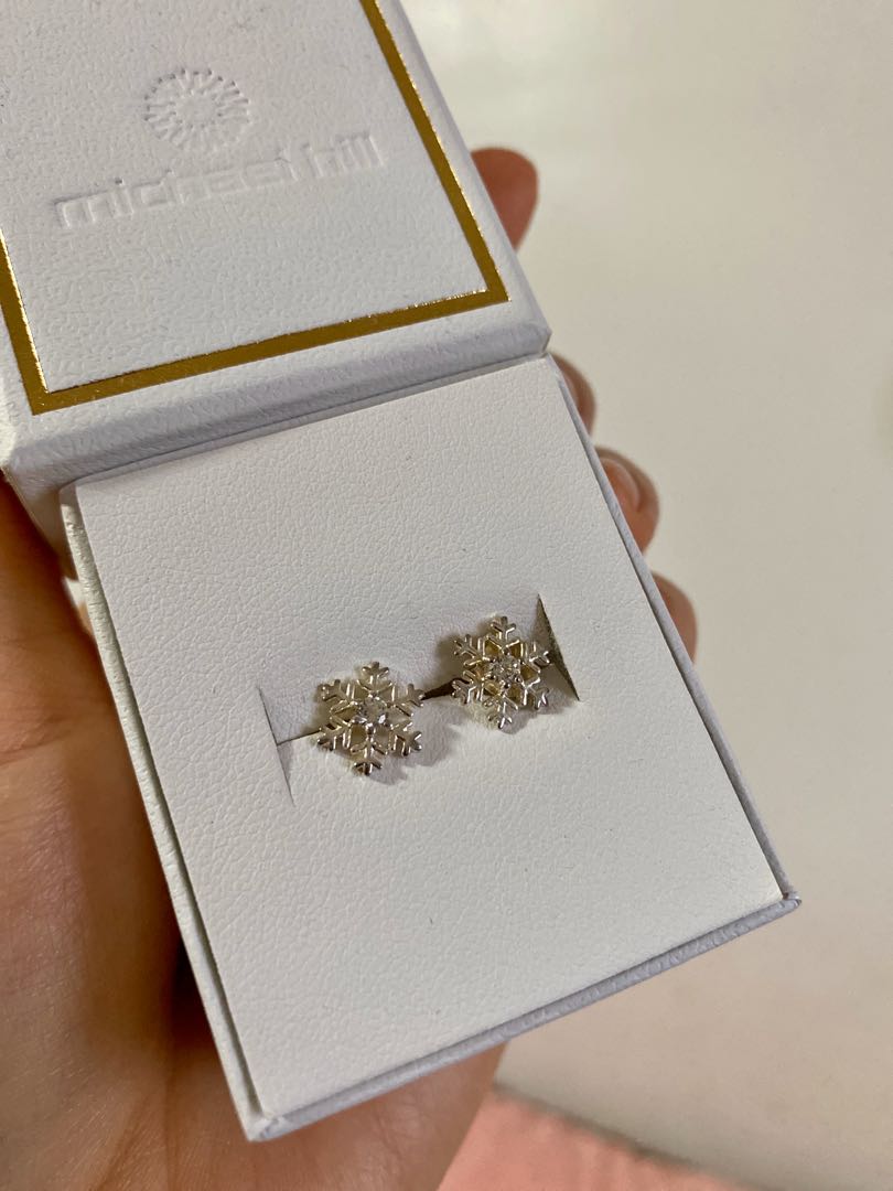 MICHAEL HILL SNOWFLAKE SILVER EARRINGS Women s Fashion Jewelry